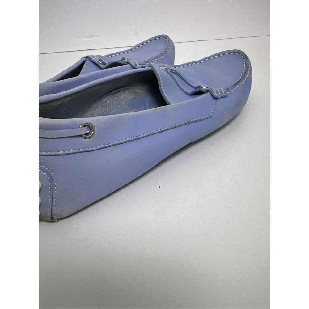 Tod’s light blue leather penny loafers Contrast Stitching Women’s Sz 9 Non Slip